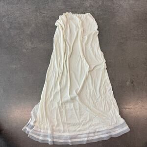 Vintage 90's Y2K White Satin Slip Skirt Slit Lace Sheer Medium Prairie Boho